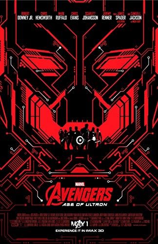 Marvel'in Avengers Ultron Çağı Döküm Kırmızı/Siyah 11 x 17 inç Avengers Film Mini Poster sm