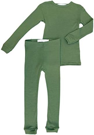 Saf Merinos Yünü Çocuk Termal İç Çamaşırı Pijama Seti, Doğal ve Organik Sıcak Taban Katmanı Uzun John, Yürümeye Başlayan
