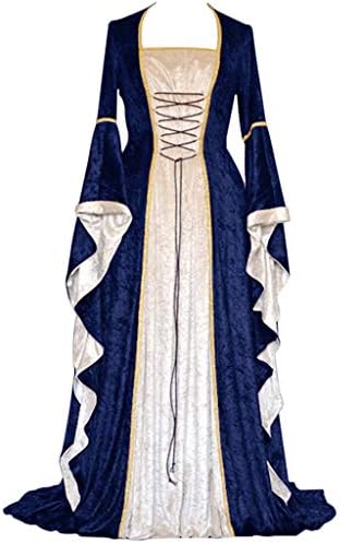 Kadınlar için Vintage Elbise Korse Parlama Kollu Zarif Ortaçağ İrlandalı Balo Karnaval Cosplay Gotik Elbise