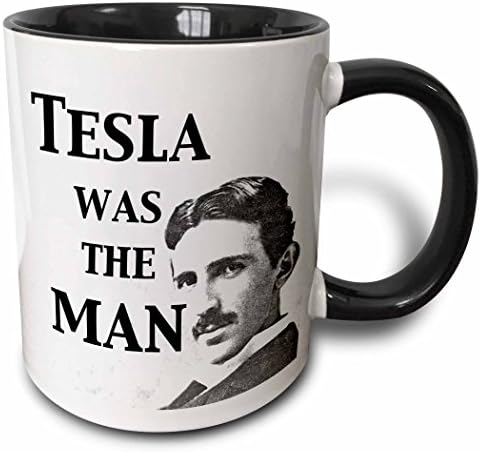 3dRose Tesla Erkek Kupasıydı, 11 oz, Siyah