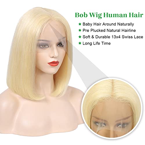 MEDDALE Sarışın Bob peruk insan saçı 13x4 HD Şeffaf 613 Bob dantel ön peruk insan saçı Ön Koparıp Bebek Saç ile 180