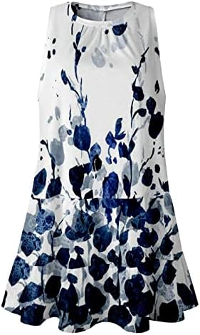 Wenını Tank Top elbise Kadınlar için-Bayan Moda sıfır yaka bluzlar Casual Kolsuz Kazak Çiçek Bluzlar Kadınlar için