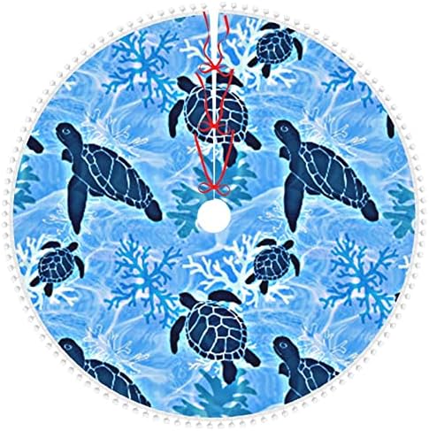 Noel Ağacı Etek Pom Trim ile Kaydet-Deniz Kaplumbağası-Mavi-Rüyalar Tatil noel ev dekorasyonu 36