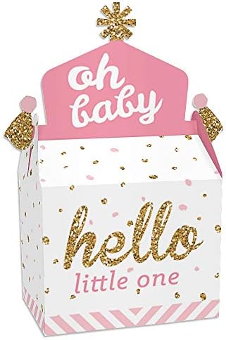 Büyük Mutluluk Noktası Merhaba Küçük Olan-Pembe ve Altın-İkram Kutusu Parti Hediyeleri-Kız Bebek Duşu Goodie Gable
