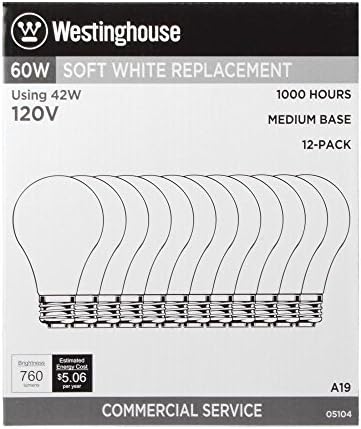 Westinghouse Aydınlatma 0510400 Orta Tabanlı 42 Watt A19 Eko-Halojen Yumuşak Beyaz Ampul (12'li Paket)