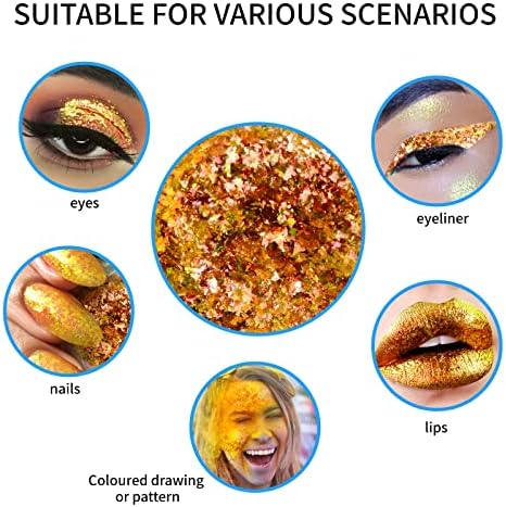 DE'LANCI Glitter Göz Farı Makyaj Profesyonel Bukalemun Göz Farı Pigment, Holografik Multichrome Gevreği Gevşek Glitter