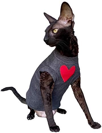 Kotomoda Tüysüz Kedi Pamuklu Streç Tişört Seni Seviyorum Koyu Gri (XL)