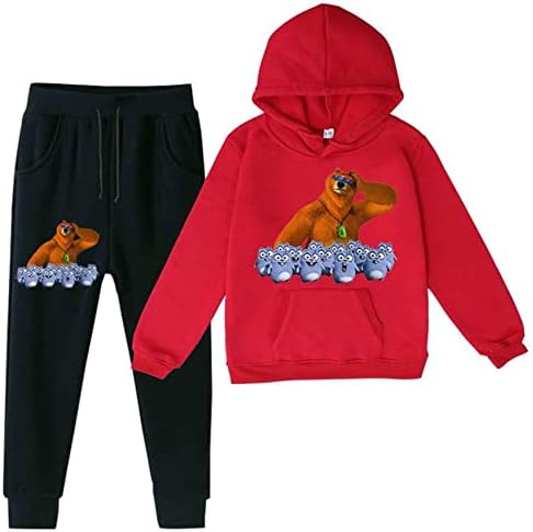 UMocan Çocuk Grizzy ve Lemmings Kazak Polar Hoodie Seti Kapüşonlu Sweatshirt ve koşu pantolonları Erkek Kız için