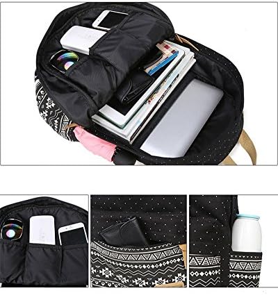 BAGTOP okul sırt çantası seti-Tuval Genç Kız Okul Çantalarını 15 Laptop Sırt Çantası + Soğutucu Çanta + büzgülü sırt