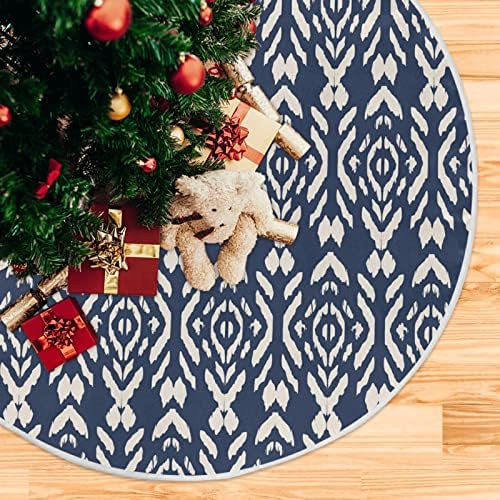 Oarencol Boho Etnik Bohemian Mavi Çizgili Chevron Noel Ağacı Etek 36 inç Noel Tatil Parti Ağacı Mat Süslemeleri