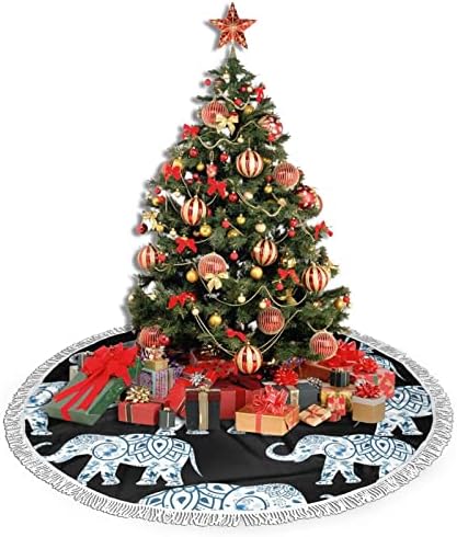 Fil-Mavi Siyah Noel Ağacı Etek, noel Ağacı Etek Mat Püskül ile Tatil Düğün Parti Dekor için 36