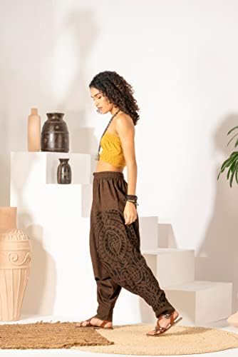 Veshti Şirketi kadın Premium %100 % Pamuk Gevşek Baggy Boho Yoga harem pantolon