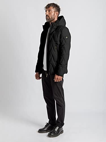 Kadınlar için OSHHO Ceketler - Erkekler Fermuarlı Kapüşonlu Balon Ceket (Renk: Siyah, Boyut: X-Large)