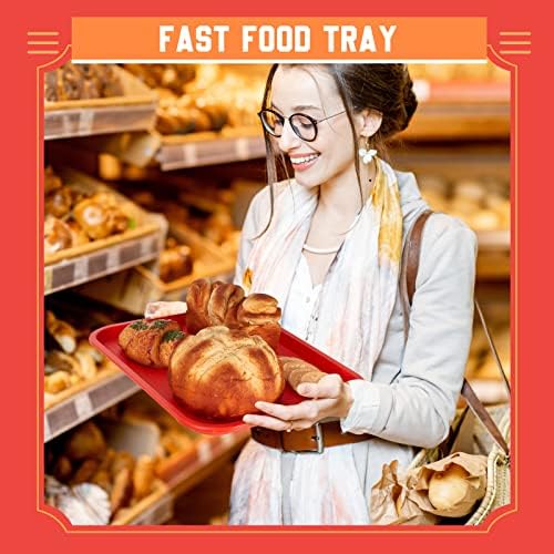 24 Adet Fast Food Tepsisi 13. 8x10. 6 İnç yemek Servis Tepsisi Kafeterya Yemek Öğle Yemeği için Plastik Tepsi Ev Restoran