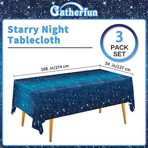 Gatherfun Uzay Masa Örtüsü Uzay Yıldız Tema Parti Malzemeleri Yıldızlı Gece Masa Örtüsü Su Geçirmez Plastik Galaxy