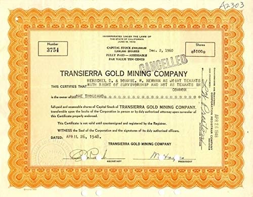 Transierra Altın Madenciliği A. Ş. - Stok Sertifikası