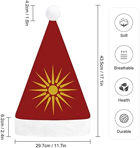 Yunan Makedonya bayrağı Noel Şapka Santa Şapka Unisex Yetişkinler için Konfor Klasik Noel Kap Noel Partisi Tatil için