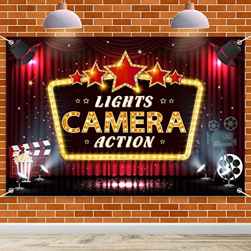 HAMİGAR 6x4ft ışıkları kamera eylem afiş zemin-Film gece sineması doğum günü süslemeleri parti malzemeleri-Kırmızı