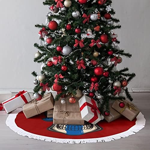 Küba Bayrağı Kafatası Noel Ağacı Etek Kırmızı Yuvarlak Noel Ağacı Etek Saçaklı Kenar Kapalı Açık bahçe süslemeleri