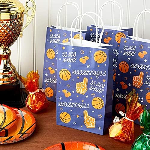 Spor Partisi için Kulplu Küçük Basketbol Hediye Çantaları (5,3 x 9 x 3 inç, 24'lü Paket)