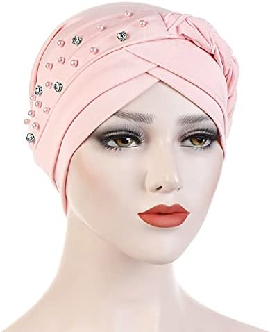 Şapkalar Bere Şapka Kap Kadınlar için, Boncuk Şapka Müslüman Fırfır Türban Wrap Kap Tezahürat Taban Topu Kapaklar