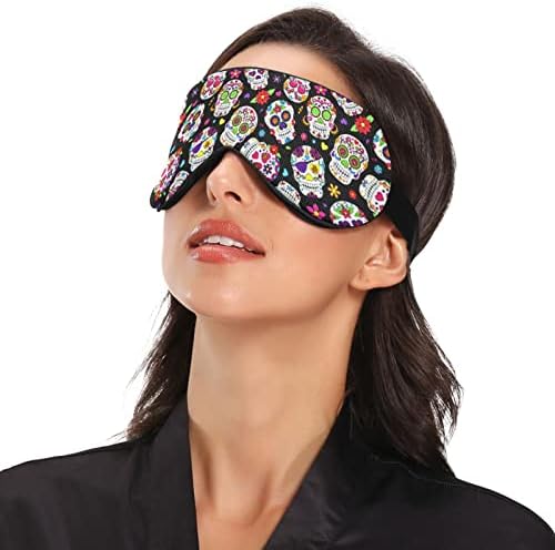 Unisex Uyku Göz Maskesi Şeker Kafatasları Gündüz Ölü Gece Uyku Maskesi Rahat Göz Uyku Gölge Kapak