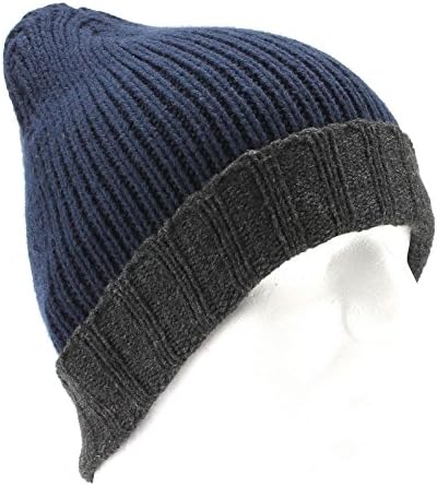 Croft & Barrow Örgü Bere Kış Şapka Colorblock Mavi / Gri Bir Boyut