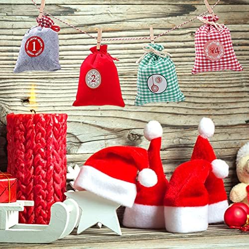 TOYANDONA 1 Takım Noel Advent Takvimi Çantası 24 Gün Çuval Bezi Asılı Şeker Hediye İpli Çanta Geri Sayım Dekor Advent