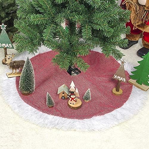 Sezon dekorasyon 2 ADET ekose Kumaş Peluş Beyaz Yan Noel Ağacı alt Dekoratif Ağaç Etek, boyutu:100CM.