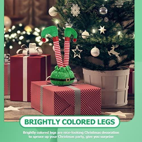 NUOBESTY yılbaşı dekoru 2 pcs Noel Elf Dolması Bacaklar Sıkışmış Ağacı Topper Glitter Noel Elf Bacaklar Baş Aşağı