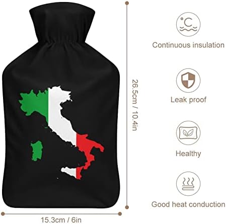 Italyan Harita Bayrağı 1000ML Kauçuk Sıcak Su Şişesi Peluş Kapaklı Sıcak Enjeksiyon Çantası Soğuk Koruma Taşınabilir