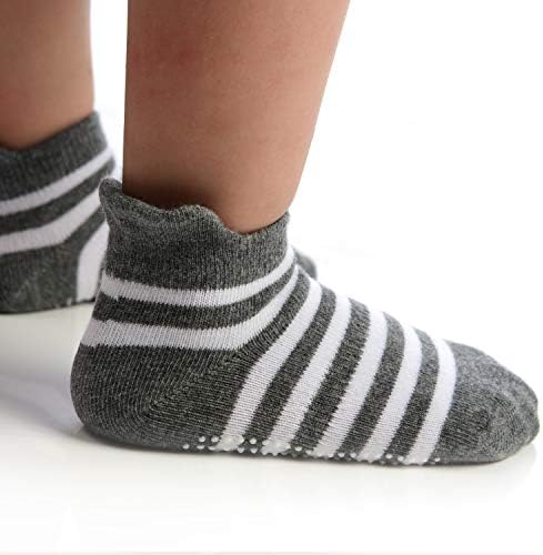 Amınson Çocuk Erkek Kız Aktif Kavrama Ayak Bileği Düşük Kesim Atletik Çorap-Anti Kaymaz Kayma Terlik Ekip Çorap 6-12