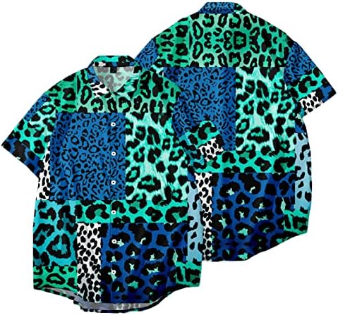 2023 Yeni Erkek Baskılı Leopar Baskılı Gömlek Kısa Kollu Düğme Aşağı Plaj Gömlek Gömlek erkek kazağı Elbise