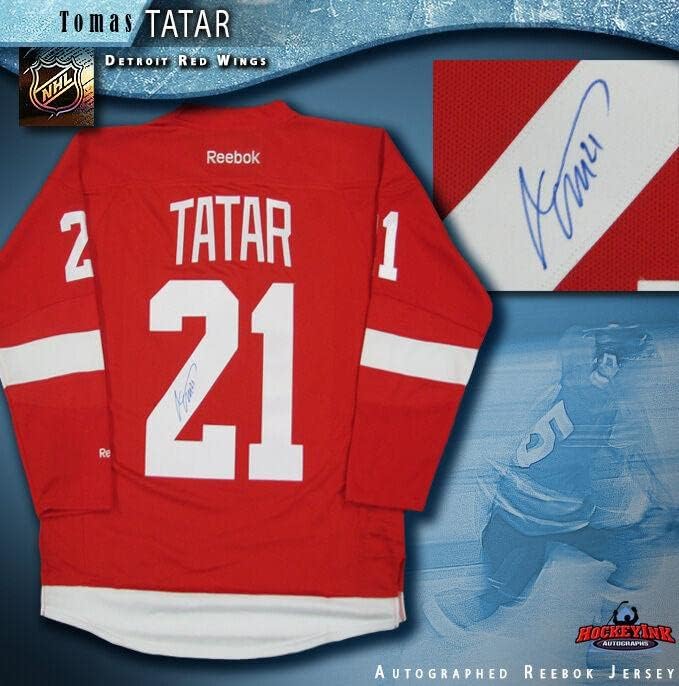 TOMAS TATAR İmzalı Detroit Red Wings Kırmızı Reebok Forması - İmzalı NHL Formaları