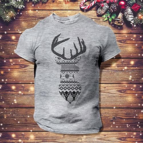 Noel T Shirt Erkekler için Noel 3D Baskılı Kısa Kollu Tişörtü Ekip Boyun Casual Gömlek Düzenli Fit