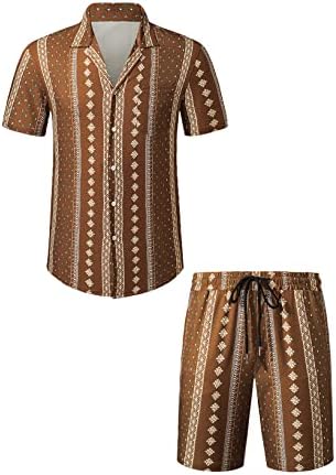 JMIERR Erkekler Kısa Setleri Kıyafetler 2 Parça, Rahat Yaz Düğme Aşağı Kısa Kollu havai gömleği ve Şort