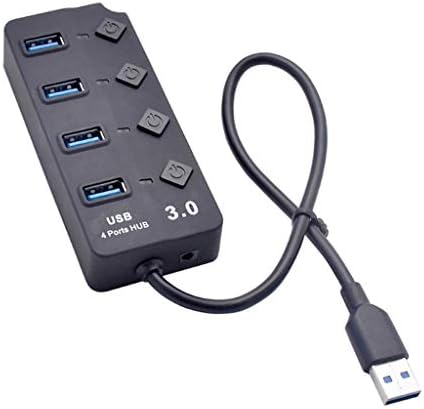WPYYI USB 3.0 Hub Splitter 4 Port Yüksek Hızlı Bireysel On/Off Anahtarı AC Güç Adaptörü Dizüstü PC için