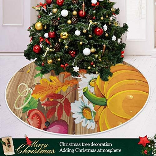 ALAZA Noel Ağacı Etek Dekorasyon, Küçük Mini Ağacı Etek Süsleme 35.4 İnç ile Mutlu Şükran Kabak Şükran Tatil Ev Dekorasyonu