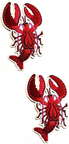 Kleenplus 2 adet. Istakoz Karides Deniz Ürünleri Şef Karikatür Yama Kırmızı Karides Sticker Zanaat Yamalar DIY Aplike