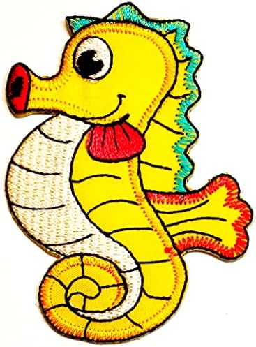 Kleenplus 2 adet. Karikatür Denizatı Sevimli Sarı Yama Deniz Atı İşlemeli Aplike Zanaat El Yapımı Bebek Çocuk Kız