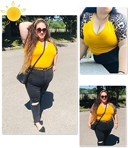TIYOMI Artı Boyutu Üstleri Kadın Üstleri Raglan Gömlek Renk Bloğu V Boyun Tunik Düz Renk Bluz Yaz Bahar XL-5XL 14-28