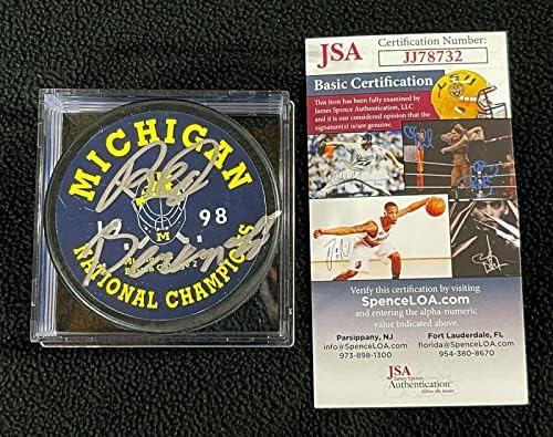 Red Berenson İmzaladı Michigan Wolverines 1998 Ulusal Şampiyonları Puck JSA ORTAK İmzalı NHL Diskleri