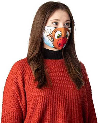 Hauntlook - Filtre Cepli Çocuklar için Yeniden Kullanılabilir Pamuklu Yüz Maskesi-Noel Maskeleri-Noel Baba, Kırmızı
