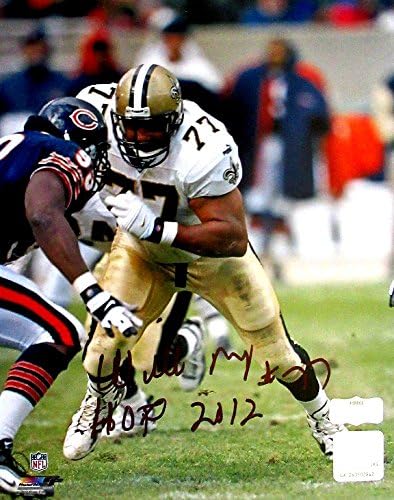 Willie Roaf İmzalı / İmzalı New Orleans Saints 8x10 NFL Fotoğrafı HOF 2012 Yazıtlı-vs Ayılar-Siyah Mürekkep