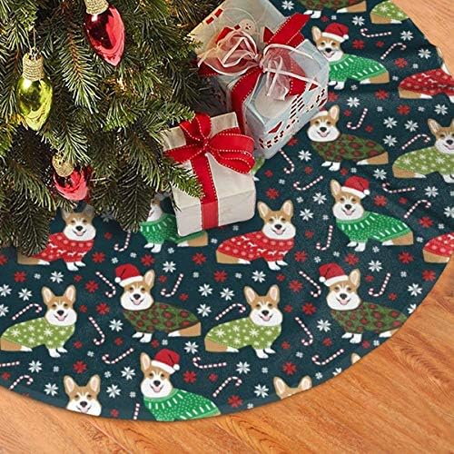 MSGUIDE Noel Corgi Köpek Noel Ağacı Etek Süsler 48 inç Ağacı Etek için Parti Tatil Noel Süslemeleri Noel Ağacı Mat
