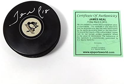 James Neal İmzalı NHL Hatıra Hokey Diski Penguenler AJ Spor Otomatik İmzalı NHL Diskleri