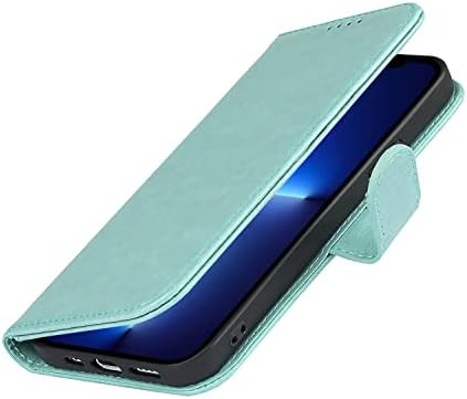 Sailor Tech iPhone 13 Pro Tam Folio Kapak Kılıfları Kart Yuvaları ile Manyetik Kapatma Kickstand Bilek Kayışı Nane