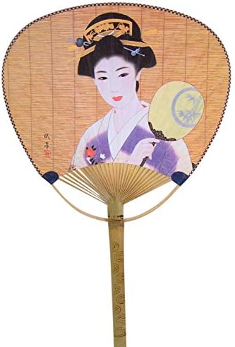 Kulplu Japon Geyşa Tasarım Kağıt El Fanı, 15 inç
