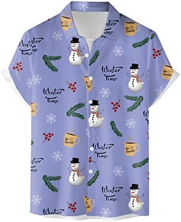 WYBAXZ Noel Gömlek Mens Erkekler ıçin Rahat Kısa Kollu Sonbahar Kış Noel 3D Baskılı Gömlek Moda üst Bluz