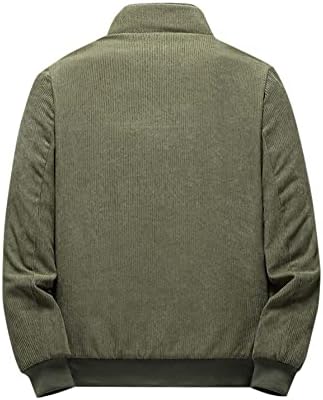 NINQ Erkekler için Ceketler - Erkekler Mektup Yamalı Fermuarlı Kadife Termal Ceket (Renk: Ordu Yeşili, Boyut: X-Large)